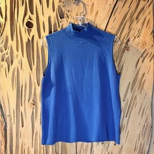 Chico's Blue Mock Neck Silk Blend knitted sleeveless pullover. Size: 2 / M